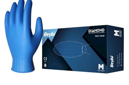 Beybi Diamond Blue nitrile powder-free gloves package contains 50 gloves.