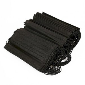 Ultrasonic Surgical Mask Black 3-Fold 50 Pieces