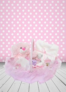 Newborn Welcome Baby Gift Hospital Exit 6 Li handle basket (girl)